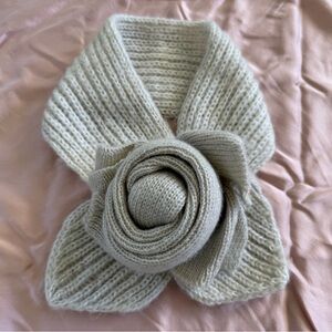 San Diego Hat Company Cream Knit Scarf with Floral Detail